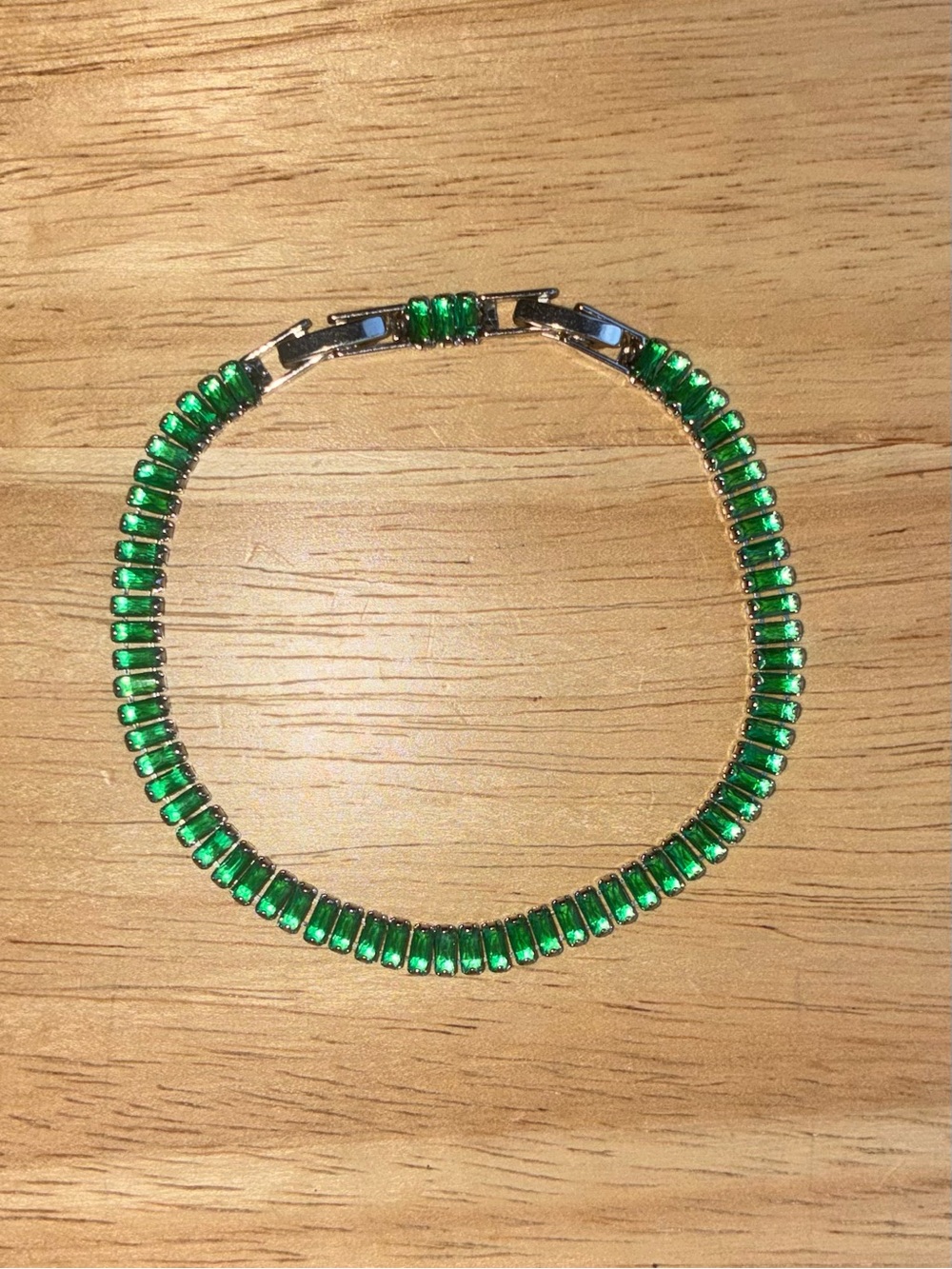 NWT Emerald Green Baguette Tennis Bracelet (Adjustable 6.5" - 7.5") - Picture 11 of 11
